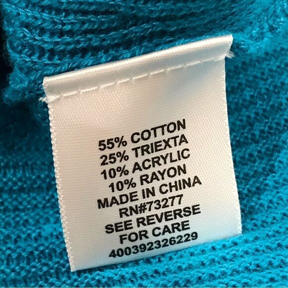 Elle teal asymmetrical long sleeve sweater - Picture 9 of 13